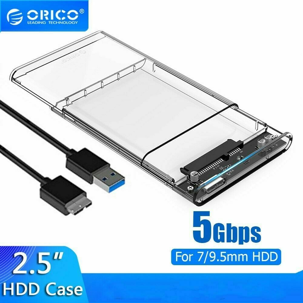 2.5" Usb 3.0 Sata Box Ssd Hard Disk Drive External Enclosure Transparent Case