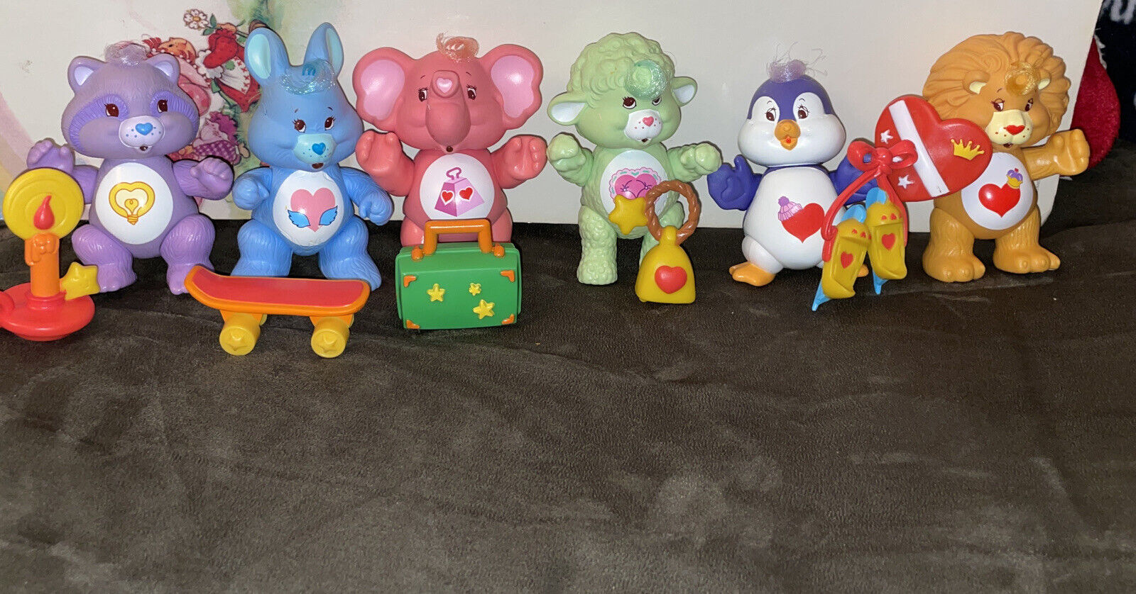 Care Bears Cousins Complete Set & Accessories 1980's Kenner Poseable Pvc Figures
