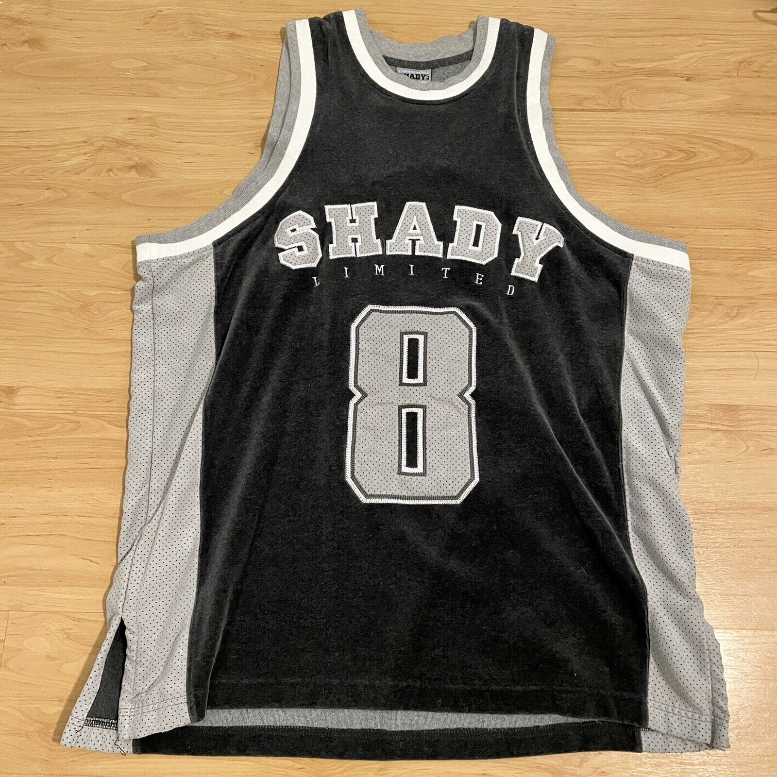 Shady Ltd Basketball Jersey Velour Grey Medium Eminem 8 Mile Rare Rap Hip Hop