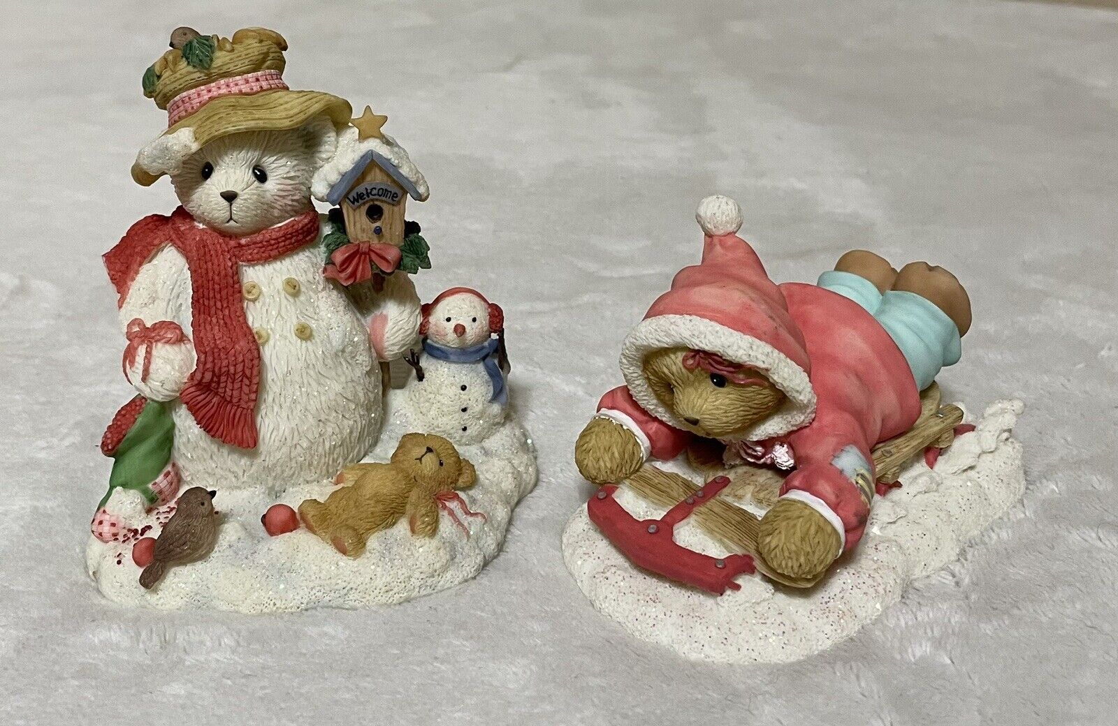 Cherished Teddies Lot Of 2 Christmas Figurines