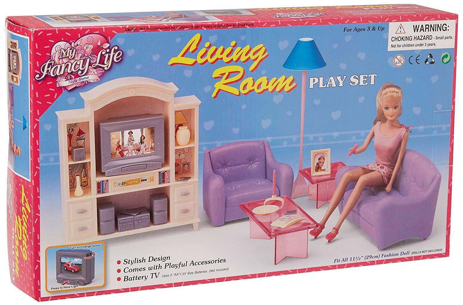 My Fancy Life Barbie Size Dollhouse Furniture Living Room Play Set