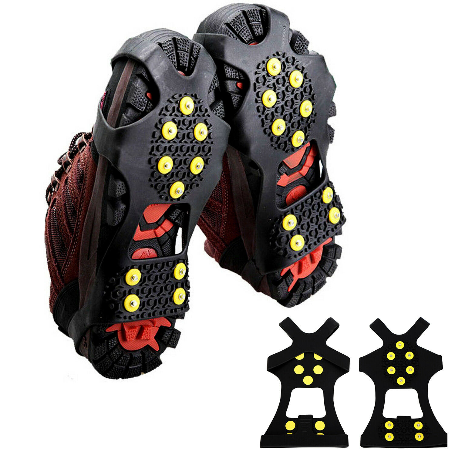 Cleats Anti-slip Boot Shoes Covers Studded Traction Spike Crampons Snow Hiking