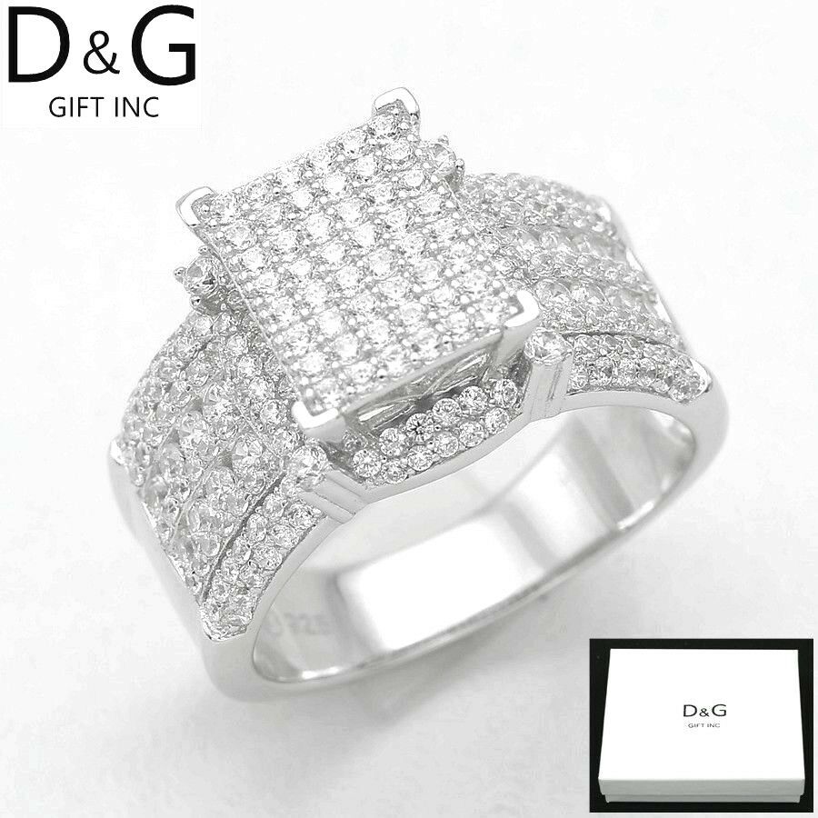 Dg Women's 925 Sterling Silver.wedding Brilliant Cz.eternity Rings,6 7 8 9 Box