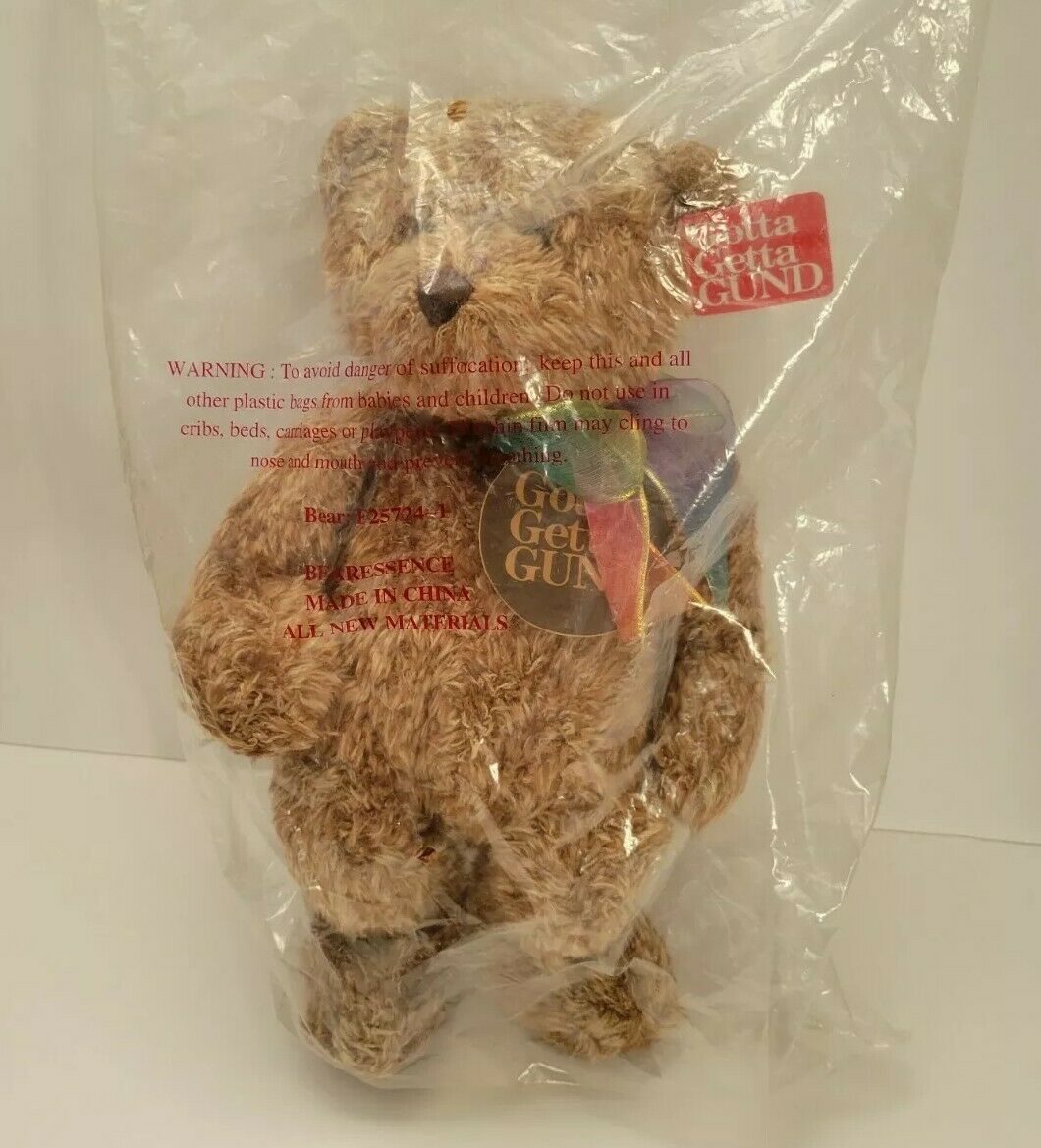 New Gund Bearessence Teddy Bear 15" Plush Stuffed Animal Colorful Bow Sealed