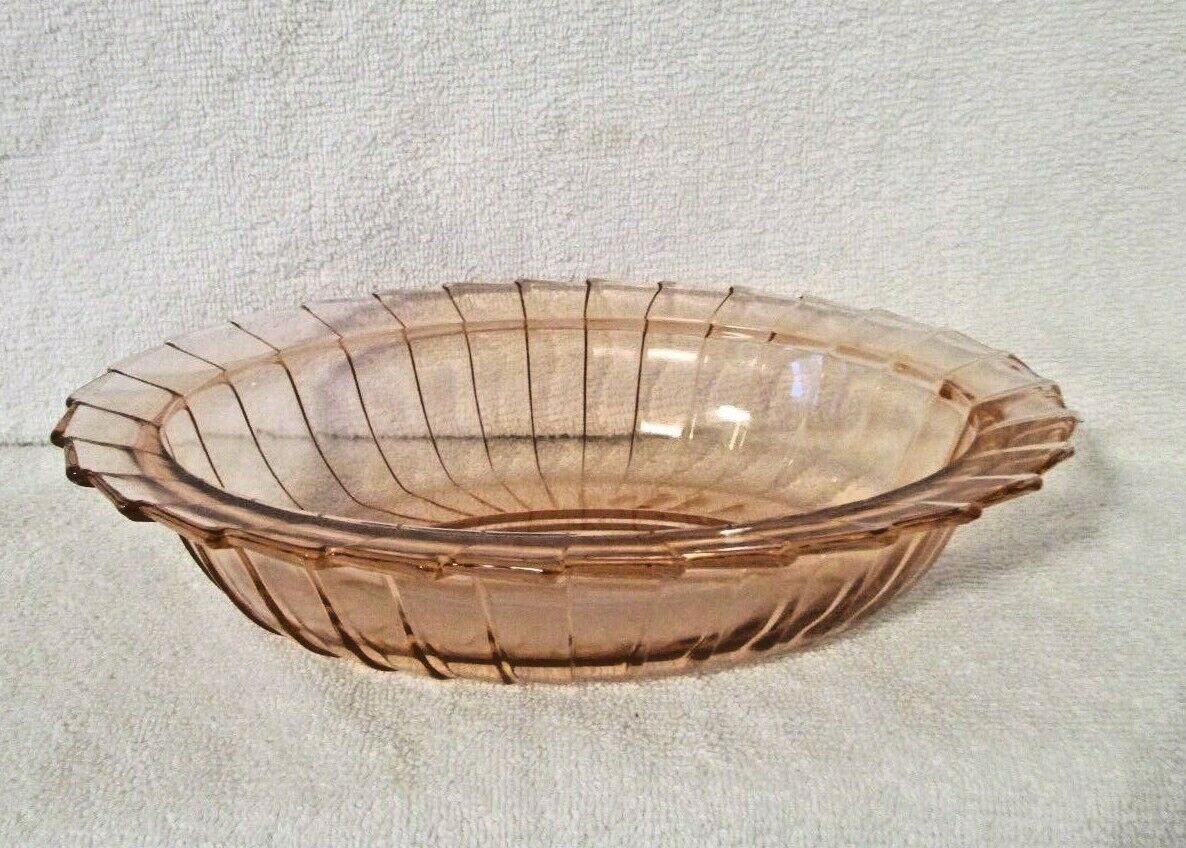 Vintage Sierra Pinwheel Jeanette Glass Pink Oval Vegetable Bowl Rare