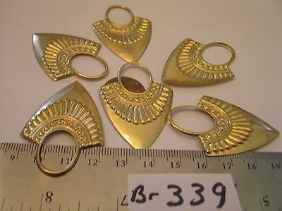 6 Vtg 48x33mm Brass Egyptian Look 20x15mm Oval Setting Jewelry Findings Stamping