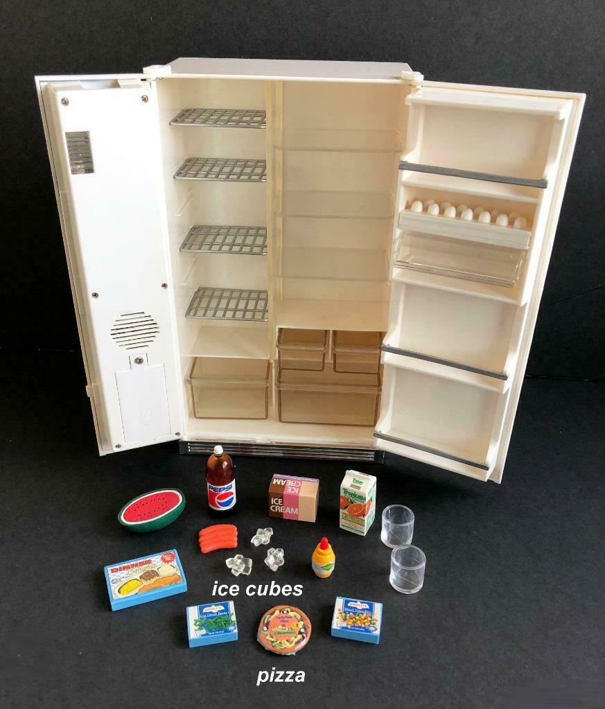 1996 Tyco Kitchen Littles Deluxe Refrigerator W/food For Barbie Complete No Box