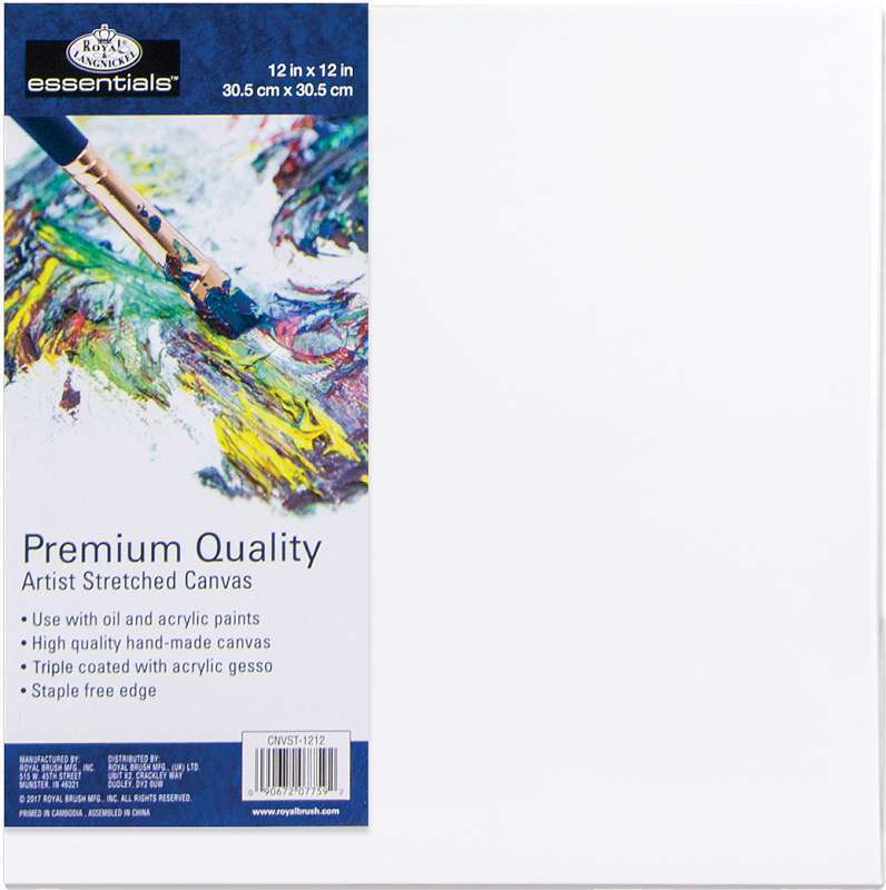 Essentials(tm) Premium Stretched Canvas 12"x12" 090672077592