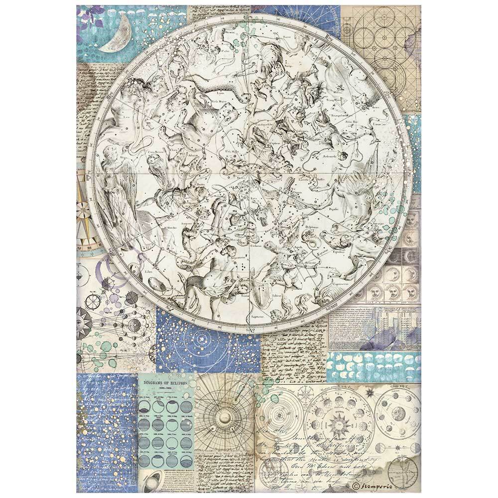 Stamperia Cosmos Infinity - Zodiac Decoupage Rice Paper A4 #dfsa4724