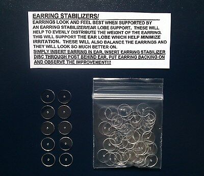Earring Stabilizers Protectors Round Plastic Discs Support Backs - Assorted Qtys