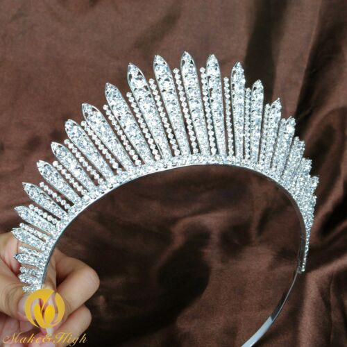Awesome Beauty Pageant Tiara Crown Clear Crystals Brides Headband Wedding Prom