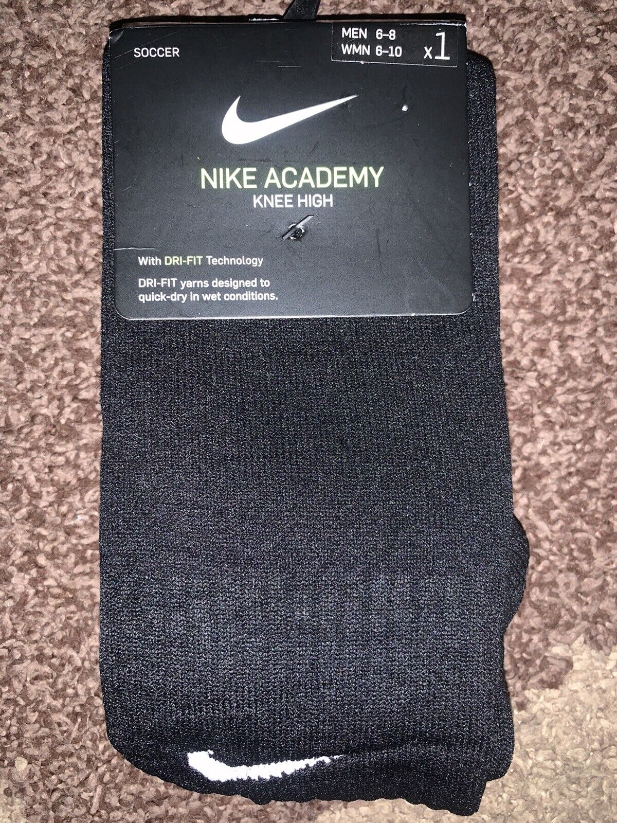 Nwt Nike Academy Dri-fit Knee High Soccer Socks Unisex Med M:6-8 W: 6-10 Black