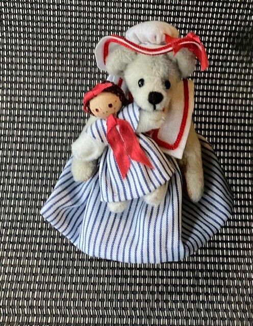 World Of Miniature Bears Bear With Doll Figurine + Becky Wheeler Coa