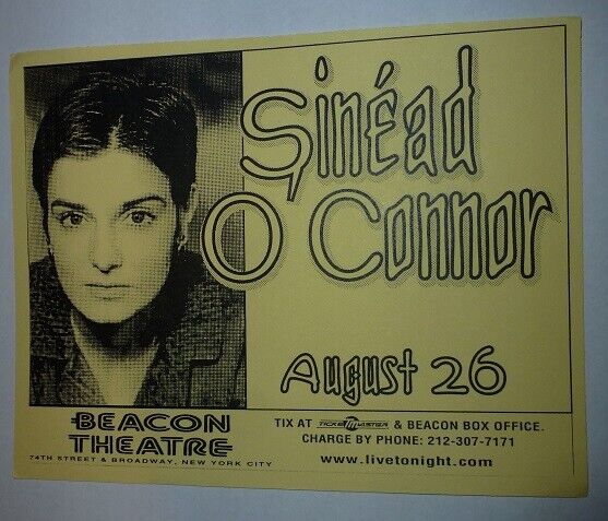 Sinead O'connor 1997 Beacon Theatre Nyc Concert Handbill