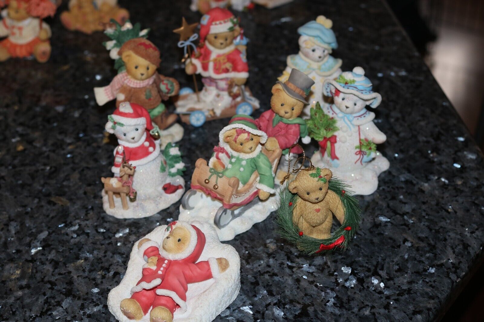 Lot Of 8  Cherished Teddies Figures Christmas Themed  Most Are 1990's