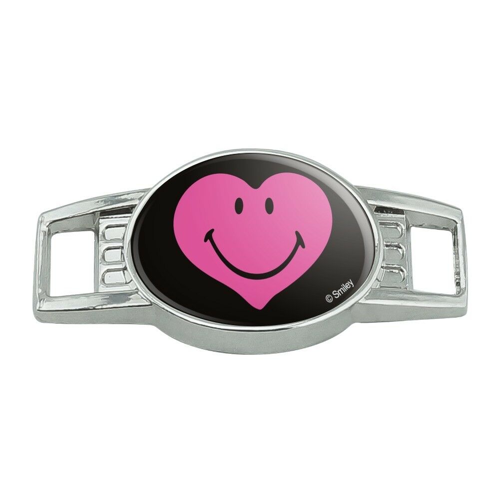 Smiley Happy Pink Heart Love Romantic Shoe Shoelace Tag Runner Gym Charm