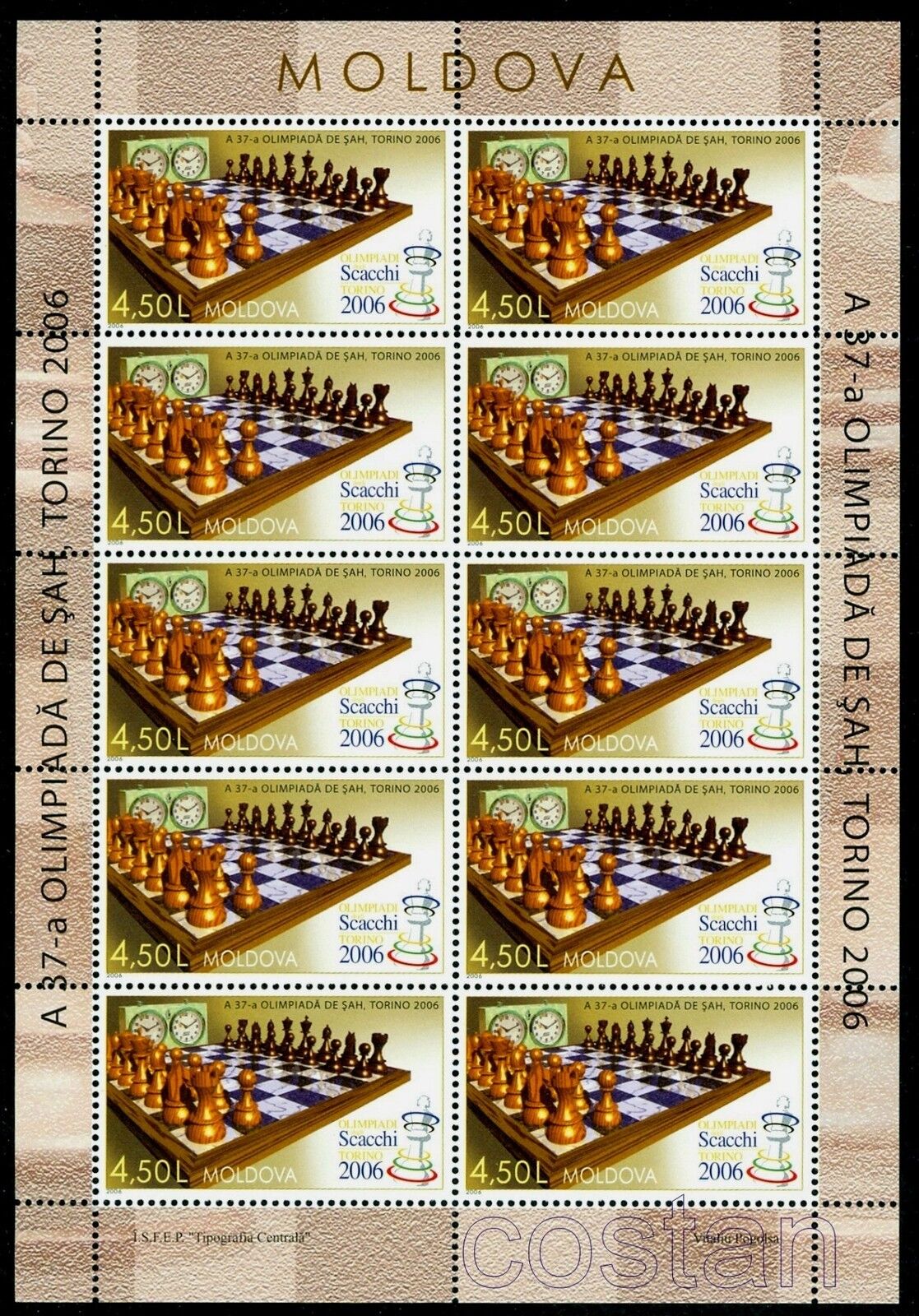 2006 Chess Olympiad,turin,chess Clock,scachi,ajedrez,moldova,mi.551,cv$50,kb/mnh