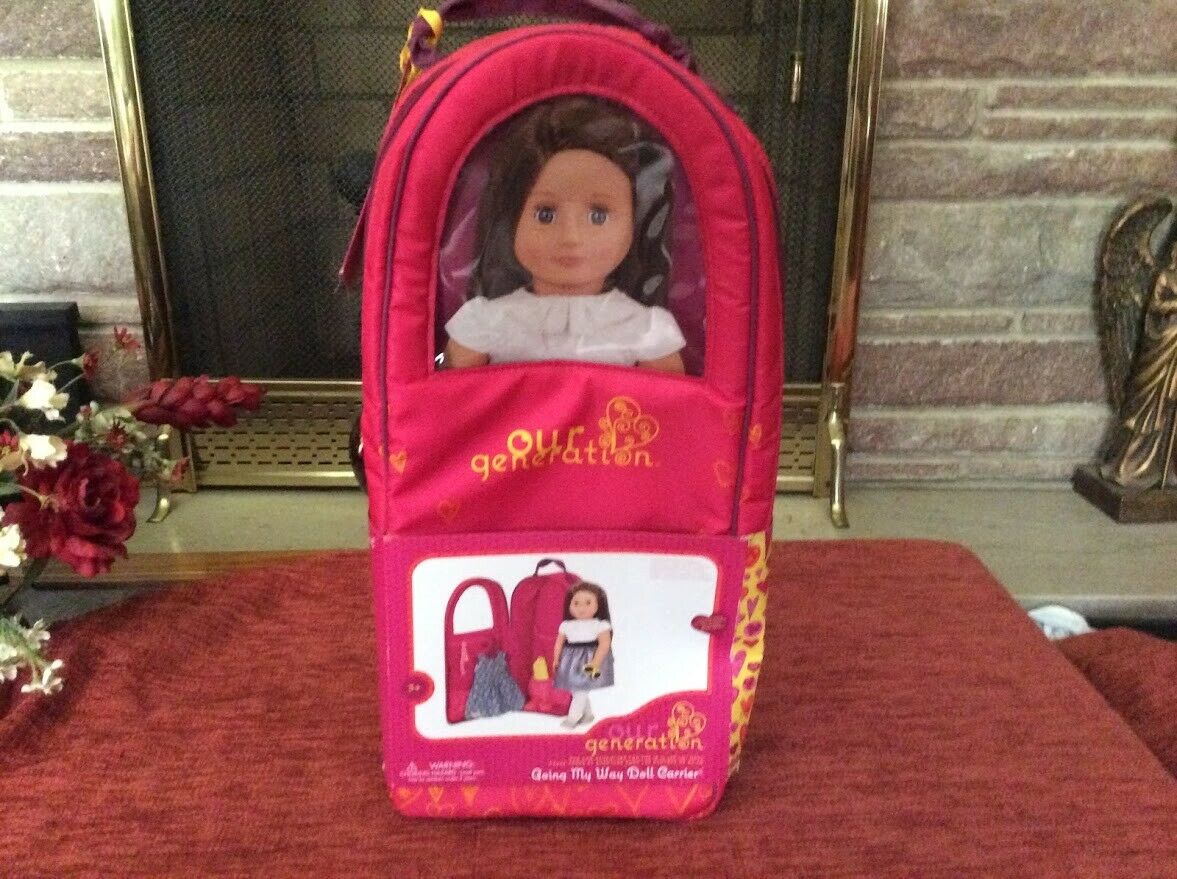 Our Generation Going My Way 18" Doll Carrier Backpack Illustrated Hearts. Nwt.