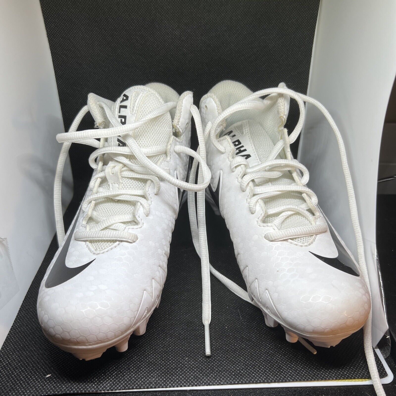 White Nike Alpha Menace 2y New Cleats