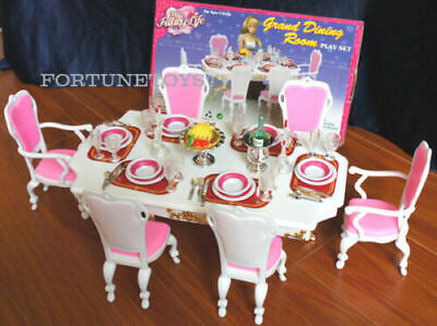 Fancy Life Dollhouse Furniture Size Grand Dining Room Playset For Dolls
