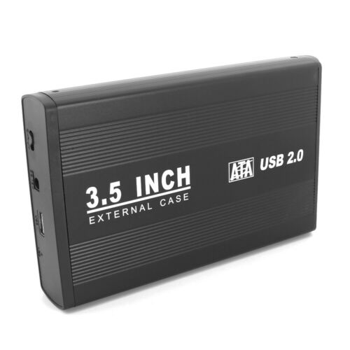 3.5 Inch Usb 2.0 Aluminum External Sata Hard Drive Enclosure Case Black New