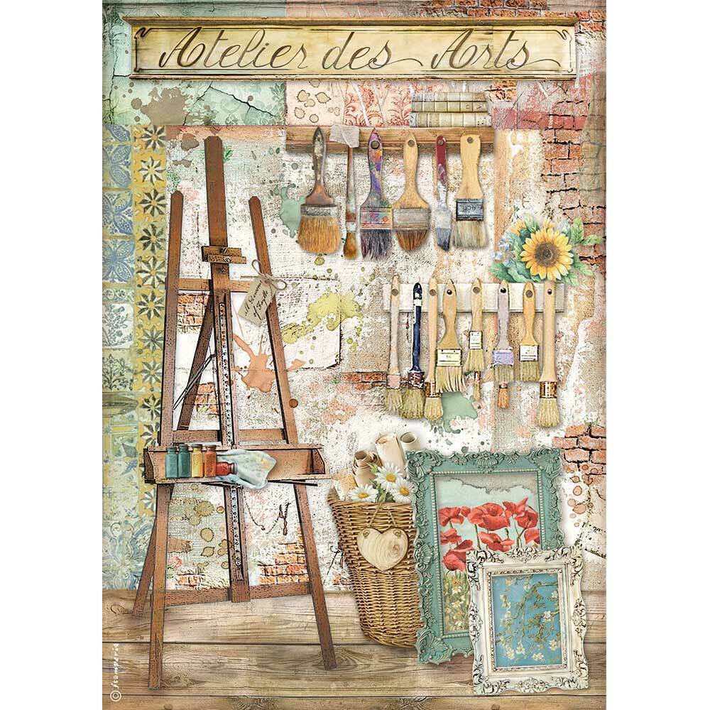 Stamperia - Atelier Des Arts - Easel - Rice Paper A4 Decoupage - #dfsa4551