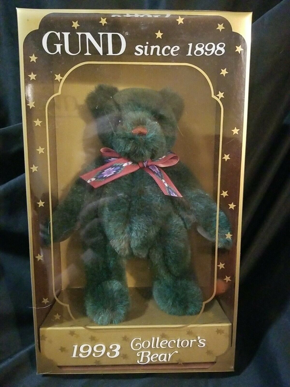 Vintage Gund 1993 Limited Edition Collector's Bear Dark Green Still In Box