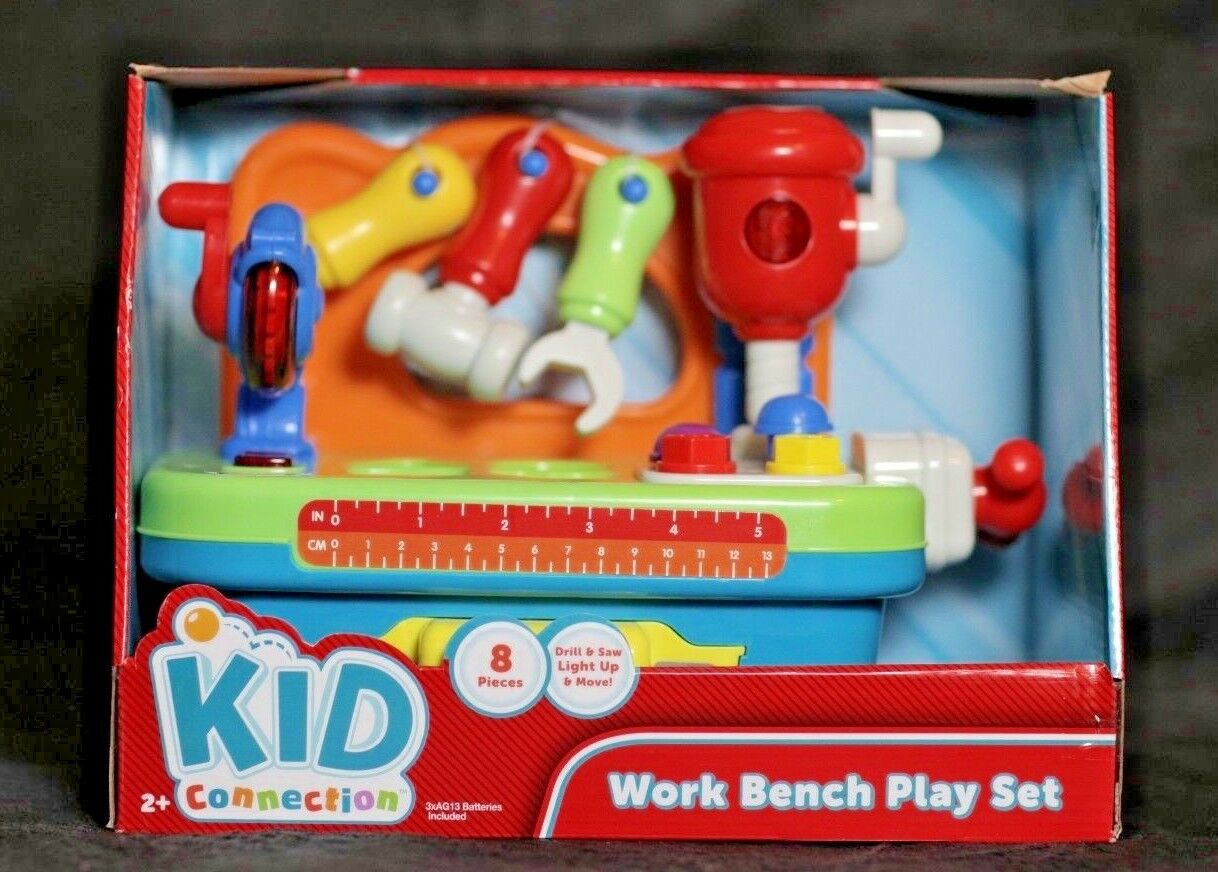 Work Bench Play Set Kids Connection Tools Blocks Boys Girls Accessories Birthday