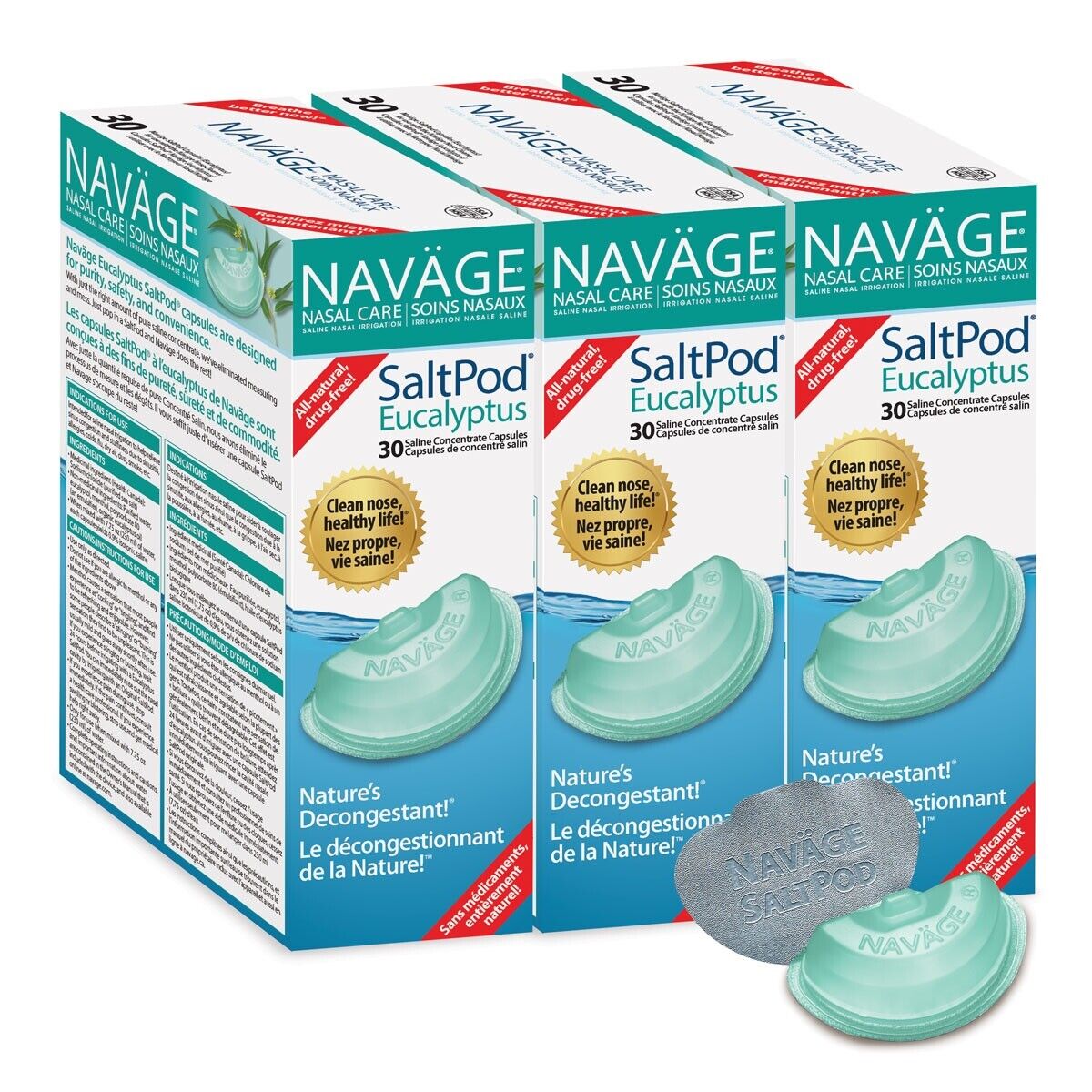 Navage Eucalyptus Saltpod® 3-pack: 3 Eucalyptus Saltpod 30-packs (90 Saltpods)