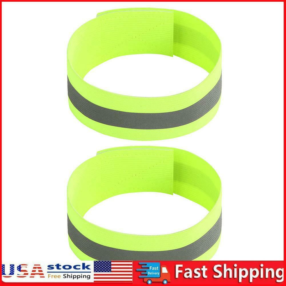 2x Night Reflective Bike Safety Armband Outdoor Sports Arm Strap (green)