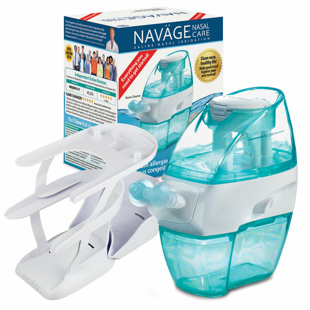 Navage Essentials Bundle W/20 Saltpods & Triple-tier Countertop Caddy (neti Pot)