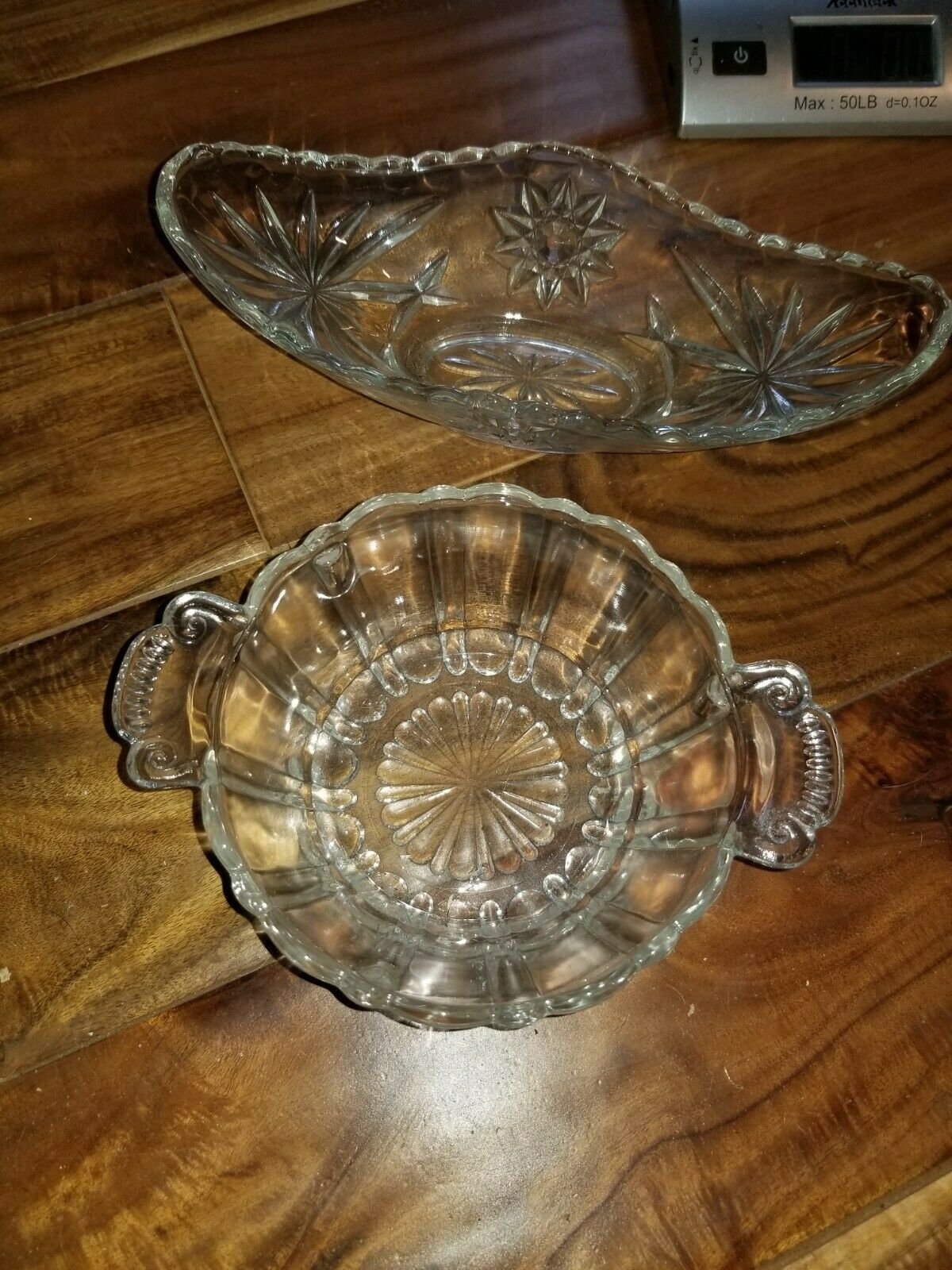 Two Pieces   Glassl Vegetable Bowls And Oval Tray