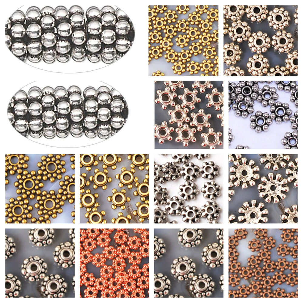 Flower Daisy Spacer Plated Findings Brass Copper Silver Gold Jewelry 3-8mm