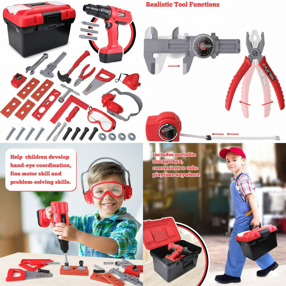 D-fantix Kids Tool Set, 36 Pcs Toys Construction Kit Playset Plastic...
