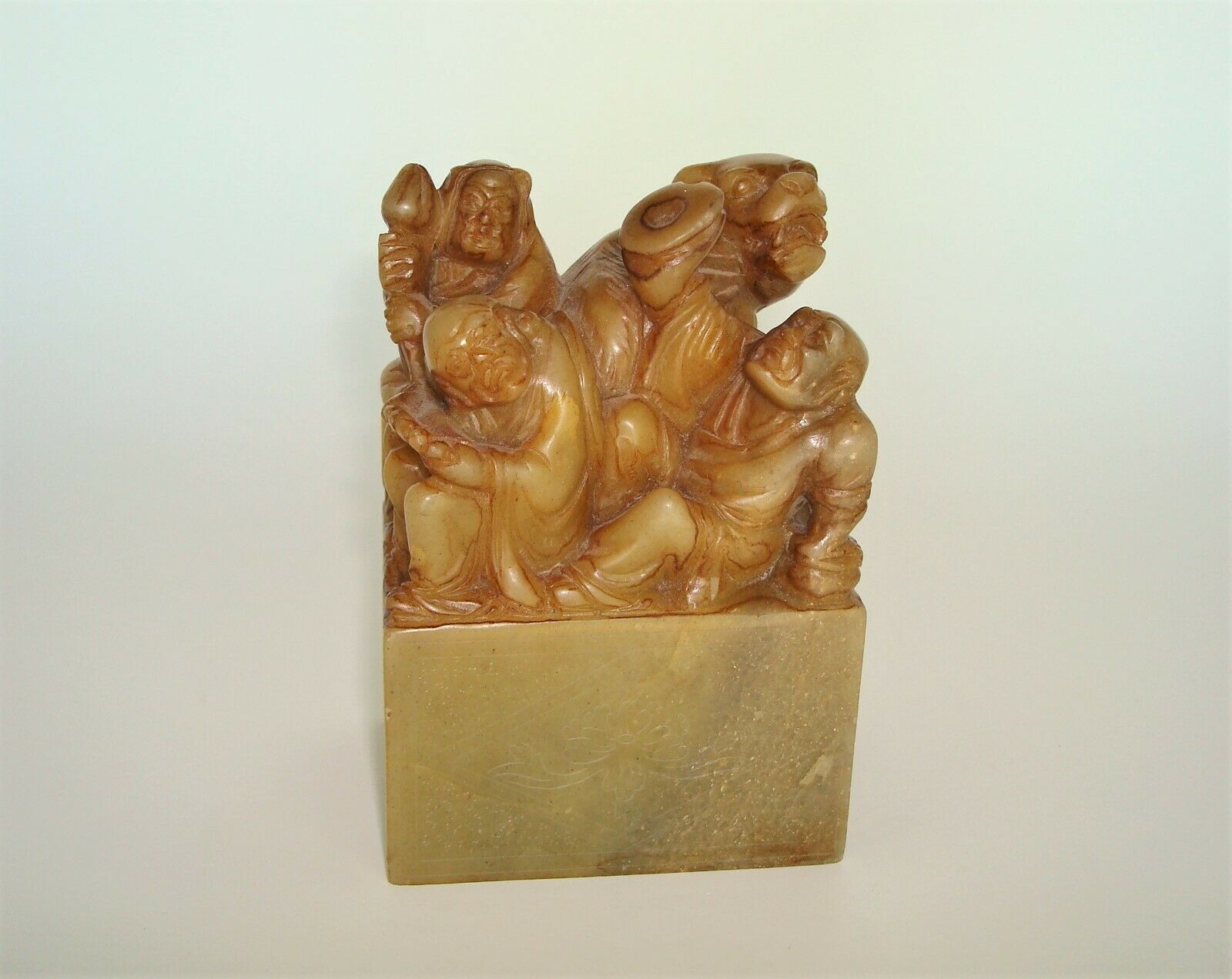 Old Chinese Carved Soapstone Chop With A Tiny Chip On Top