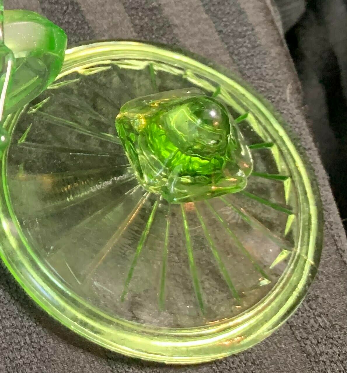1930's Jeanette Sierra Pinwheel Green Depression Glass Sugar Lid