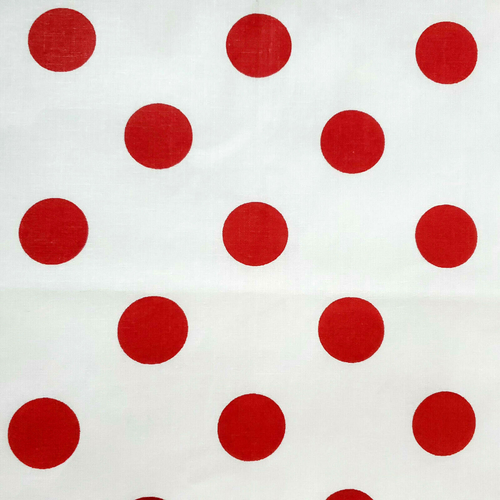 Red Polka Dot On White Poly Cotton Fabric One Inch Dot 58" By The Yard