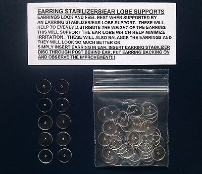 Reusable - Ear Lobe Supports - Strong Round Plastic Discs - Assorted Quantities