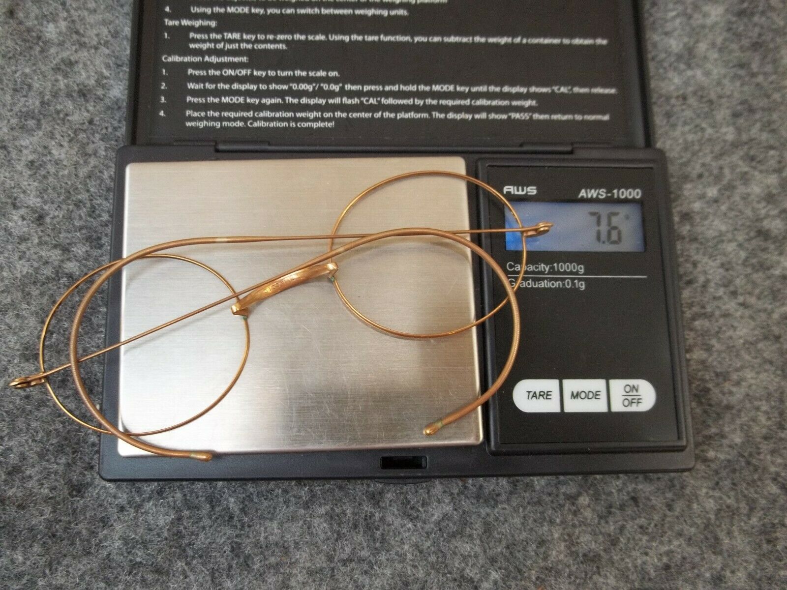 Old Granny Wire Frame Eyeglasses Stoco 14k 14 Karat Gold No Lens 7.6grams