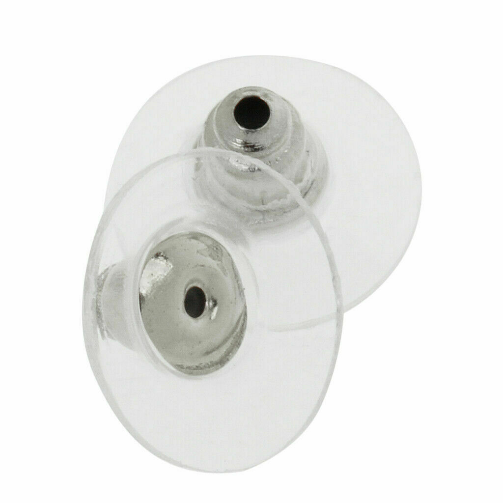 1 Pair Disc Silicone White Metal Earring Backs Push Back Studs Stoppers 2 Pieces