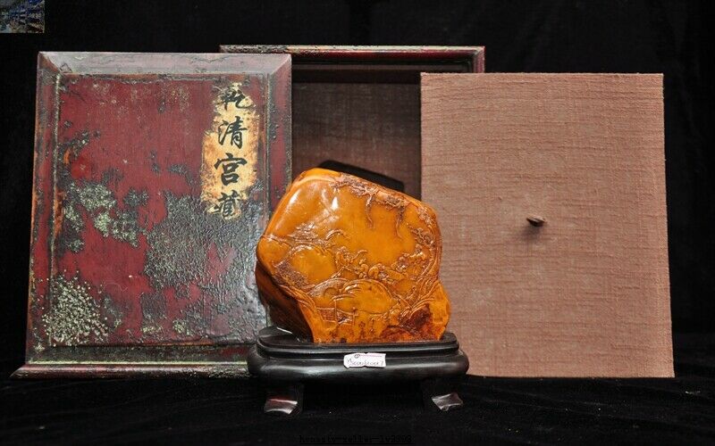 Unique Natural Shoushan Stone Ross Quartz Carving Old Man Pine Seal Stamp Lll