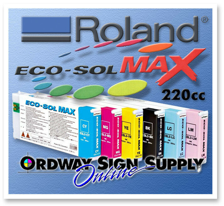 New Oem Roland Eco-sol Max Ink Cmyk Lc Lm Mt 220cc Cartridge