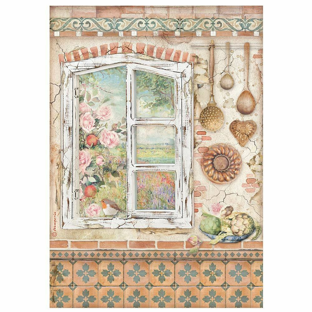 Stamperia Decoupage - Casa Granada - Window - Rice Paper A4  - #dfsa4656