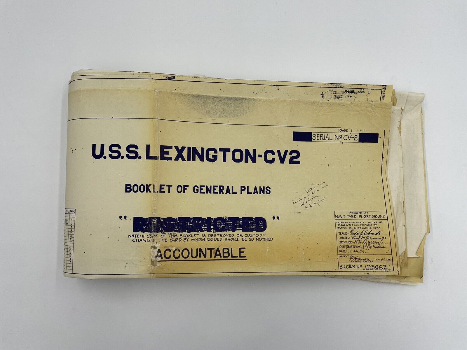 Uss Lexington (cv-2) Booklet Of General Plans