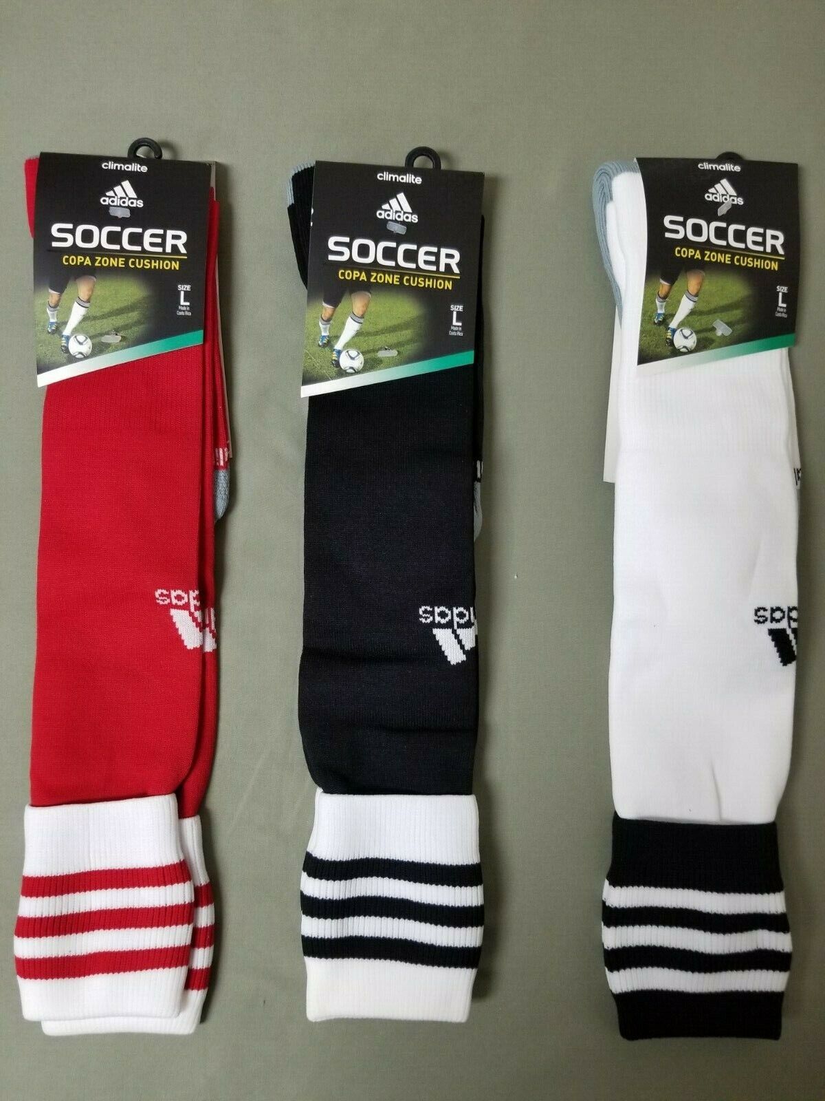 New Adidas Climalite Copa Zone Cushion Soccer Socks.  3 Colors To Choose.