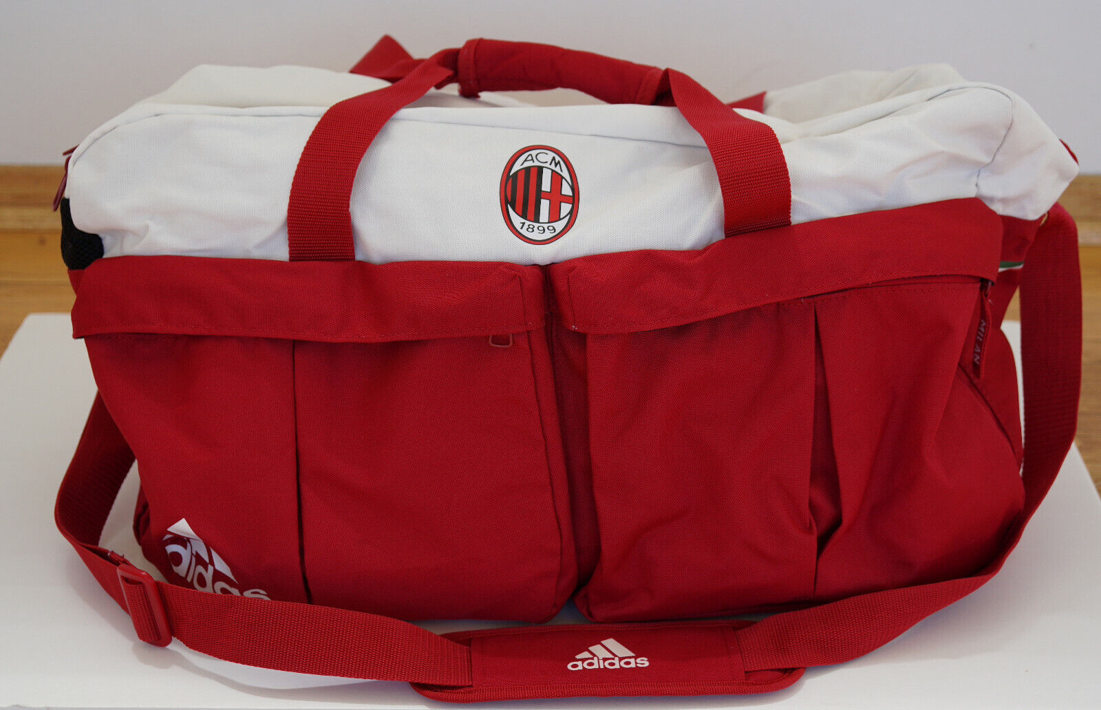 Adidas Ac Milan - Duffel Bag Anthem Away, Pockets And Shoulder Strap - White/red