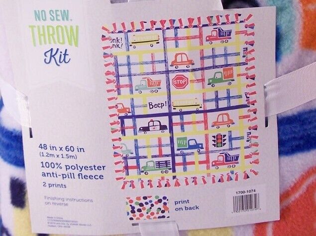 No Sew Cars/trucks Throw Kit 48" X 60" Comes 2 Different Prints Made Of Fleece