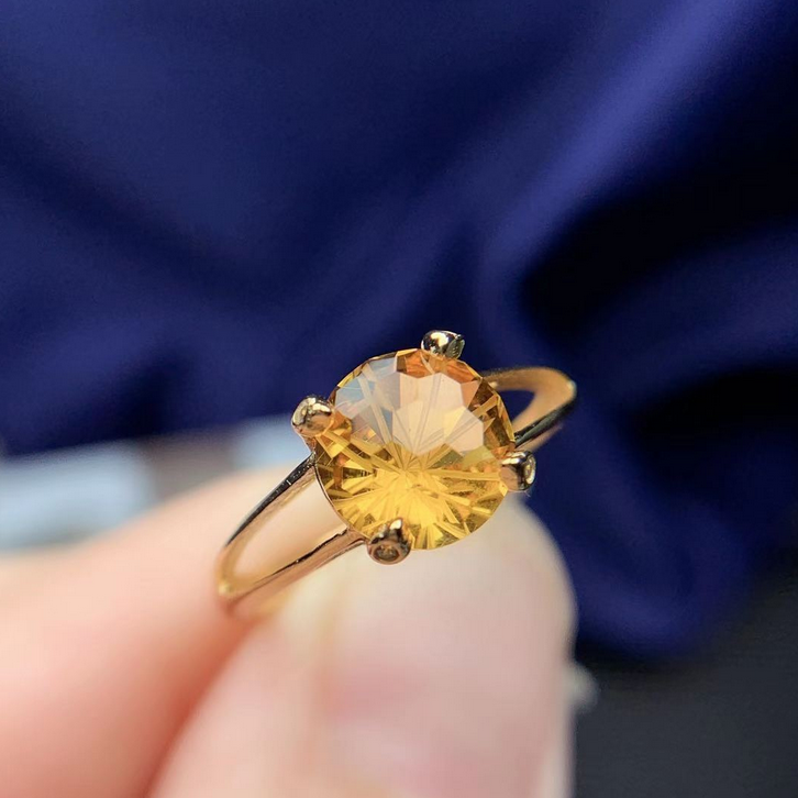 Fashion Women Jewelry Simulated Yellow Citrine Ring Special Designed Gifts Size9