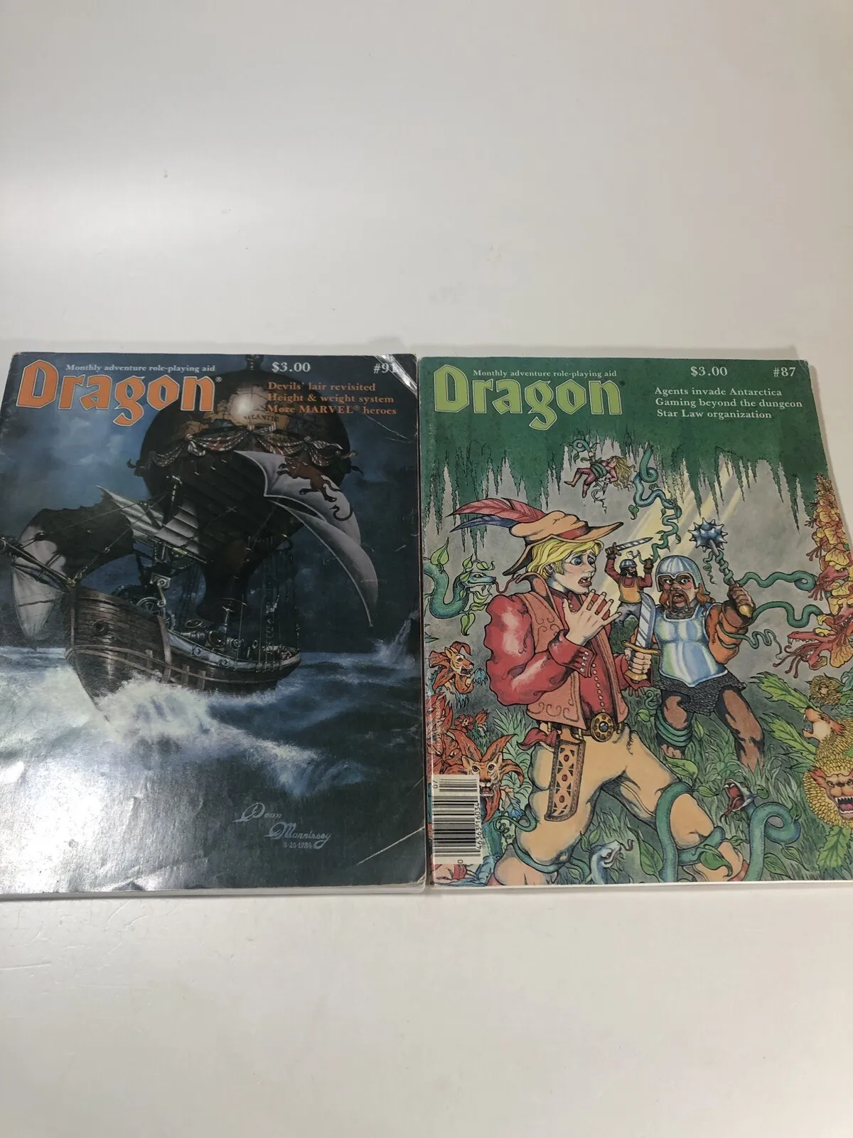 2 Issues, D&d Dragon Magazine Monthly Adventure Role-playing Aid #87 & 91 1984