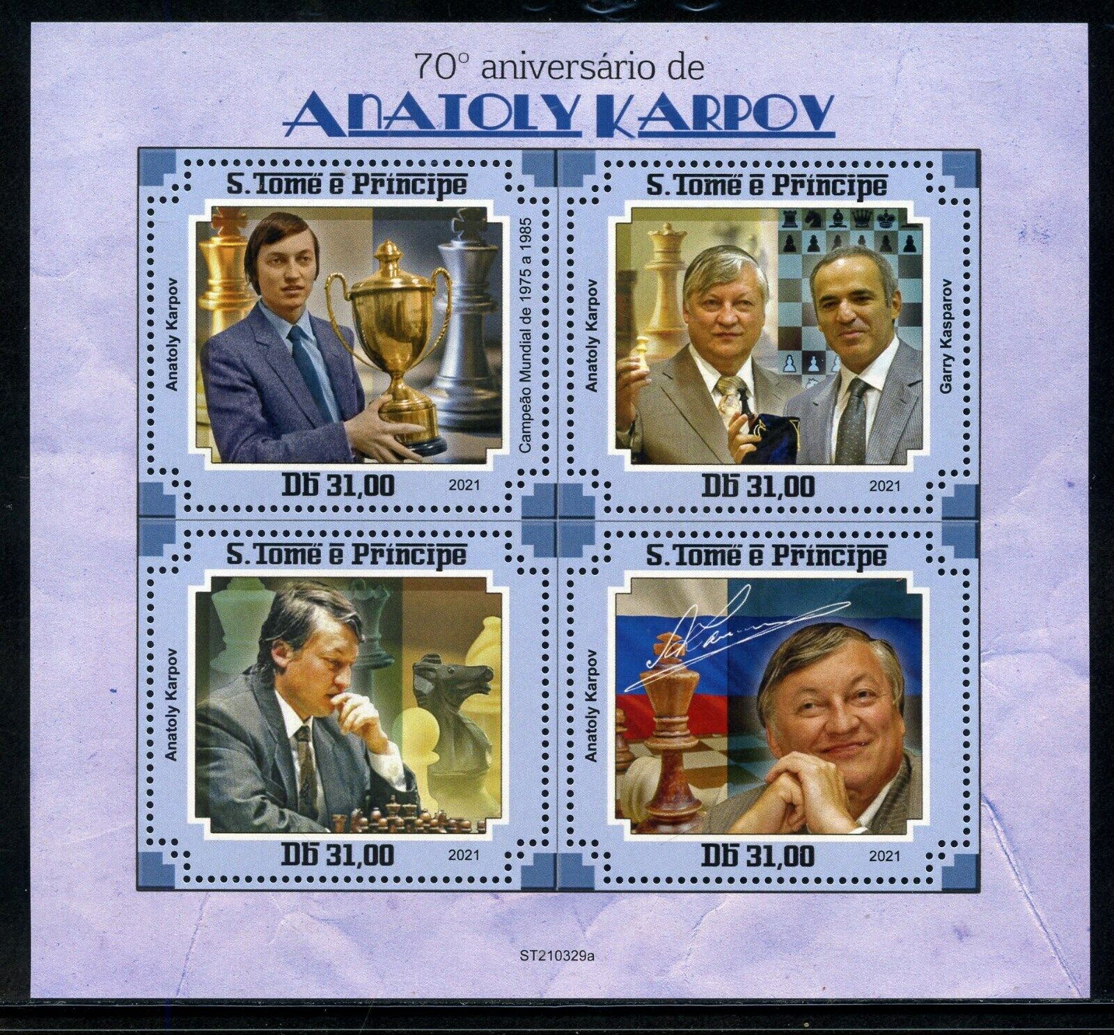 Sao Tome 2021 70th Anniversary Of Anatoly Karpov Sheet Mint Never Hinged